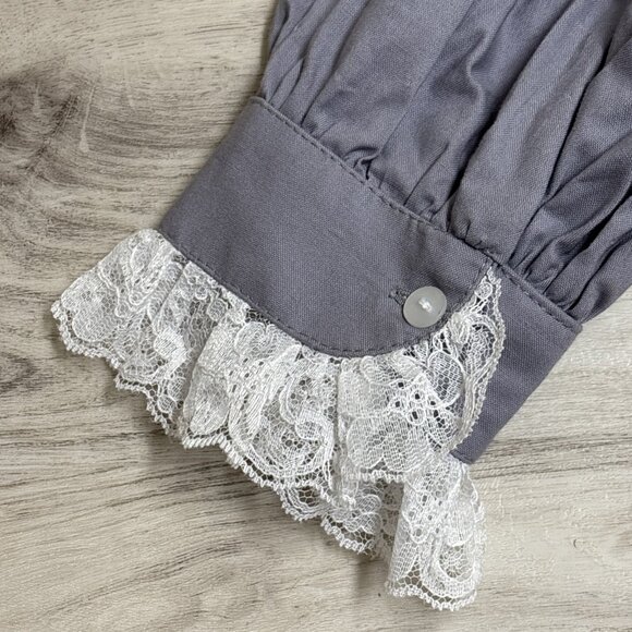 Recollections High Neck Blouse Womens XL Gray Modest Homesteader Reenactment - Picture 4 of 10